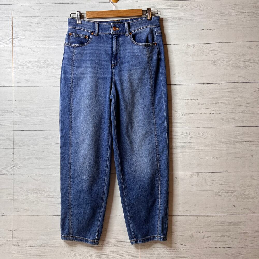 Talbots Jeans Womens Size 6P Medium Wash Relaxed Barrel Cotton Blend Quinn Wash